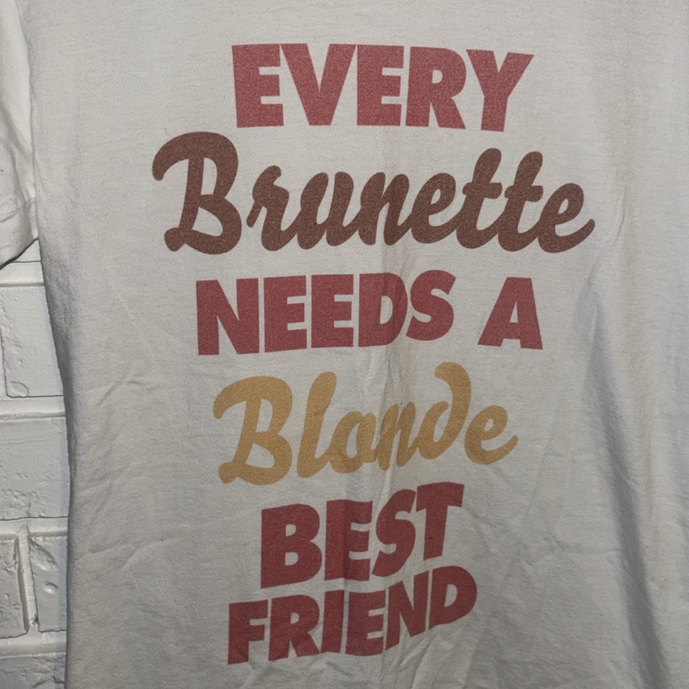 American Apparel Women’s Brunette Blonde Best Friend T-Shirt Size Small - Picture 2 of 5
